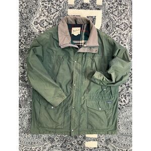Men's Vintage Woolrich Barn Chore Jacket Size XL Green Flannel lining